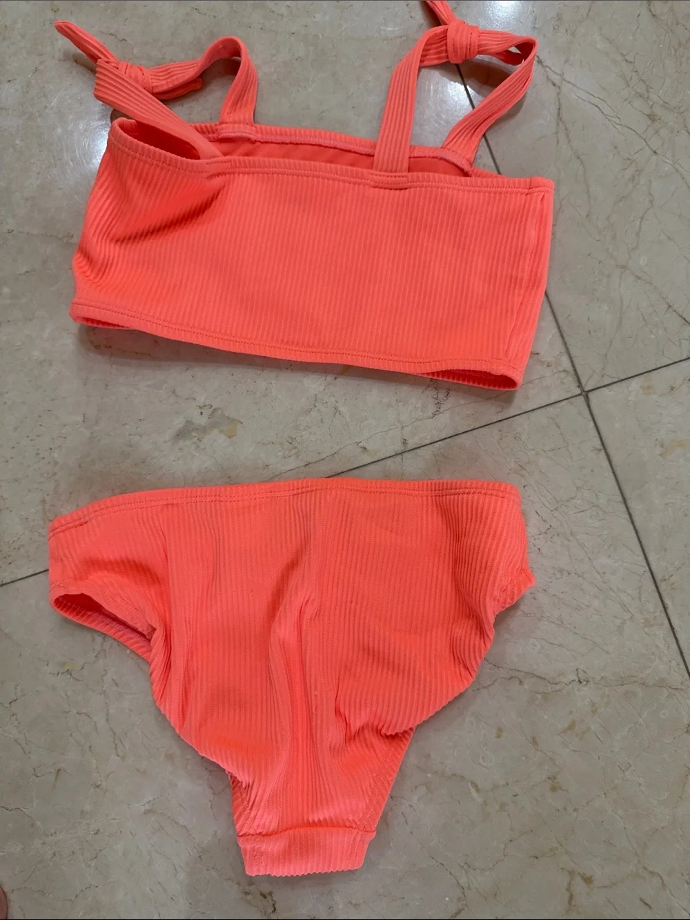 GAP Girls Neon Coral Ribbed Bikini Set